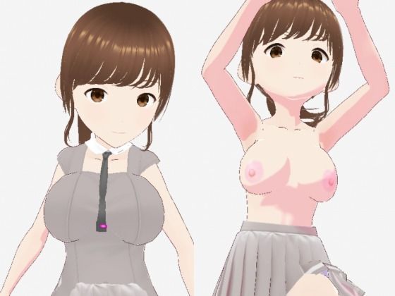 グレーと茶色の真ん中のような色の服のお姉さん（セリフなし 3DCGモデル イラスト集）｜d_716916