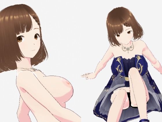 青いドレスを着た巨乳のお姉さん（セリフなし 3DCGモデル イラスト集）｜d_714906