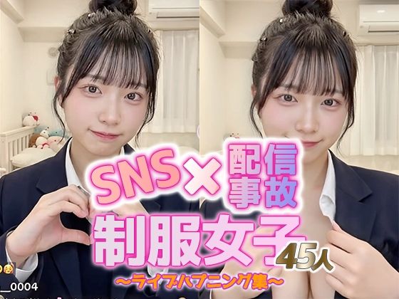 【動画】SNS×配信事故｜制服女子45人のライブハプニング集｜d_752398