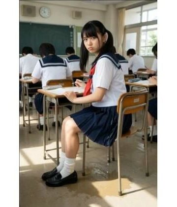 セーラー服の女の子が授業中におもらし｜d_766856