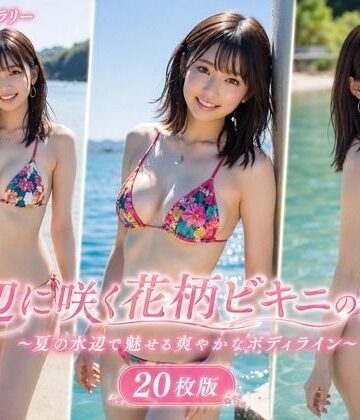 水辺に咲く花柄ビキニの彼女 20枚版｜d_781714