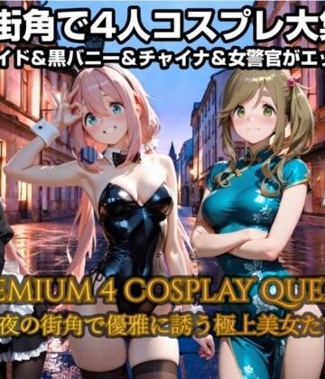 夜の街角で4人コスプレで大集合！ピンクメイド＆バニー＆チャイナドレス＆警察官がエッチに誘惑｜d_782105