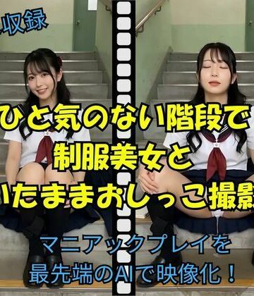ひと気のない階段で制服美女と穿いたままおしっこ撮影会｜d_785471