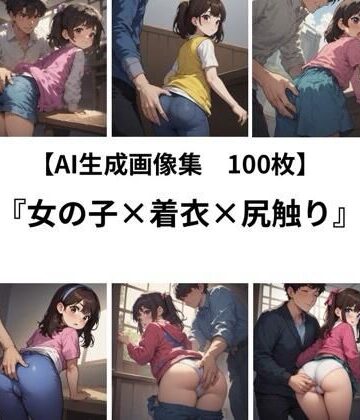 【AI 生成画像集/100枚】女の子×着衣×尻触り｜d_813000
