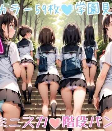【59枚】女の子たちのミニスカ制服やパンティーやお尻をお好きなだけ観察できます♪今日は妄想の世界にあるエッチな街での学園見学日です♪街のいろいろな学園の校舎前にあるお庭の階段で、制服ミニスカート、オシリにくい込むパンツのパンチラをいっぱいごらんくださいね♪｜d_817202