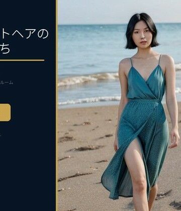 AI写真集 ショートヘアの彼女たちと過ごす海辺の休日 ベッドルーム・バスルーム・海・プール編｜d_820156