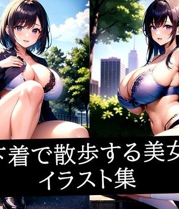 下着で散歩する美女イラスト集｜d_518014