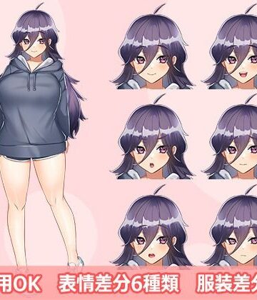 【立ち絵素材R18】ぽっちゃり引きこもり巨乳 フルセットPSDパック｜d_823955