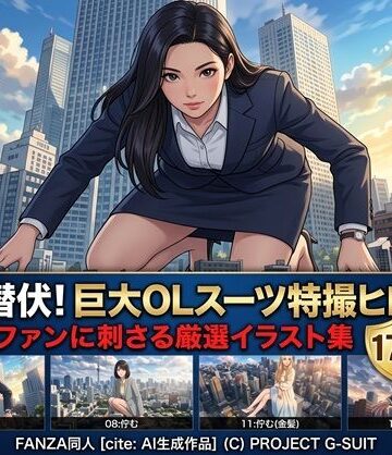 【AIイラスト集】都市潜伏！巨大OLスーツ特撮ヒロイン – 厳選CGコレクション（17枚/2K高画質）｜d_827894