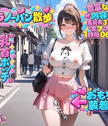 【ノーブラ＆ノーパン散歩】過激ミッションをクリアせよ！電動バイブでおまんことクリトリスをダブル責め！乳首ポッチで散歩中にうっかりイッちゃう女の子＋オナニー実演｜d_841546